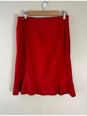 Valentino Jeans Red Ruffle Hem Skirt Size Medium